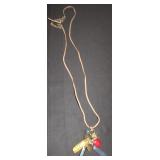 Leather Strand Necklace with Assorted Glass Pendan