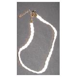White Braided Choker Necklace with Gold-Tone Hardw