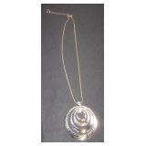 Silver-Tone Necklace with Concentric Circle Pendan