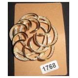 Gold-Tone Circular Swirl Brooch