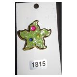 Enamel Starfish Brooch with Rhinestones