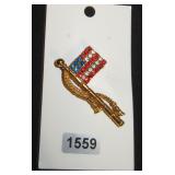 American Flag Rhinestone Brooch