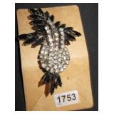 Rhinestone Pineapple and Leaf Brooch