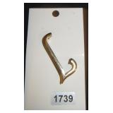Gold Tone Stylized L-Shaped Brooch