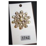 Floral Rhinestone Brooch