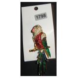 Parrot Figural Brooch with Enamel and Rhinestones