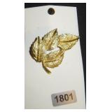 Gold-Tone Leaf Cluster Brooch