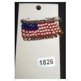 American Flag Beaded Safety Pin Brooch