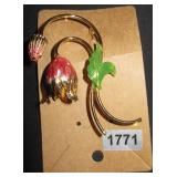 Gold-Tone Metal Long Stem Flower Brooch
