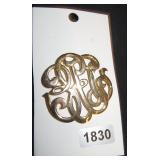 Gold-Tone Script Monogram Brooch
