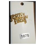 Jesus First Gold-Tone Cross Brooch