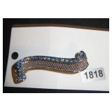 Scroll Brooch with Blue Rhinestones