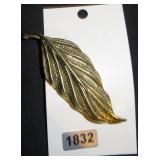 Gold-Tone Leaf Brooch