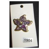 Starfish Brooch with Enamel and Embedded Rhineston