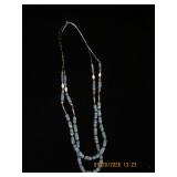 Double-Strand Bead Necklace with Blue Cylindrical