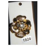 Large Gold-Tone Floral Brooch