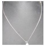 Silver-Tone Chain Necklace with Green Bubble Flowe