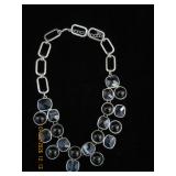 Silver-Tone Statement Necklace with Black Multi-Sh