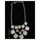 Multistrand Statement Necklace with Square Faceted