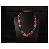 Multi-Colored Beaded Necklace with Silver Tone Acc
