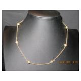 Gold Tone Chain Necklace with Knot-Ball Accents