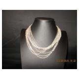 Multi-Strand Silver-Tone Chain Necklace