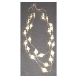 Three-Strand Necklace with Pearl-Like Beads and Fa