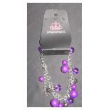 Paparazzi Silver-Tone Charm Bracelet with Purple B