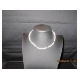 Beaded Necklace, White and Bronze