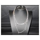Long Chain Necklace and Dangle Earring Set, Black