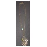 Gold-Tone Chain Necklace with Floral Filigree and