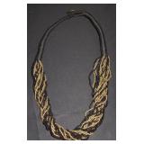 Multi-Strand Twisted Seed Bead Necklace in Black a