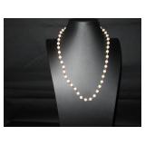Pink Faux Pearl and Gold Beaded Necklace