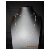 Long Silver Tone Bead Chain Necklace