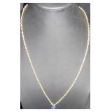 Gold-Tone Chain Necklace with Iridescent Heart Pen