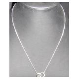 Silver-Tone Necklace with Entwined Rhinestone Circ