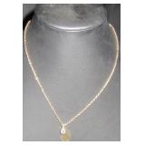 Gold-Tone Leaf Pendant Necklace with Rhinestone