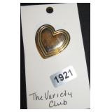 Heart Shaped Brooch Pin, Gold Tone