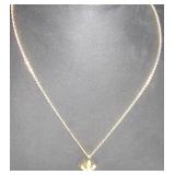 Gold-Tone Necklace with Square Rhinestone Pendant