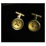 Gold Tone Button-Style Cufflinks