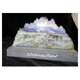 Wilderness Patrol Wolf Mountain Scene Light-Up Dis