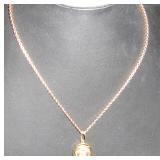 Gold-Tone Chain Necklace with Bee Medallion Pendan