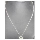 Silver-Tone Butterfly Necklace with Rhinestone Acc