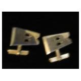 Letter B Initial Cufflinks, Flag-Shaped Design