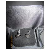 Silver Tone Circle Cufflinks with Black Center