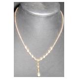 Y-Necklace with White Rhinestone Accents