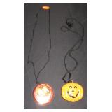 Set of Two Halloween Light-Up Pumpkin Necklaces