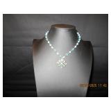 Blue and Silver Tone Snowflake Pendant Necklace