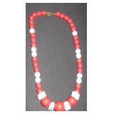 Red and White Bead Necklace