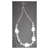 Blue Speckled Bead Statement Necklace